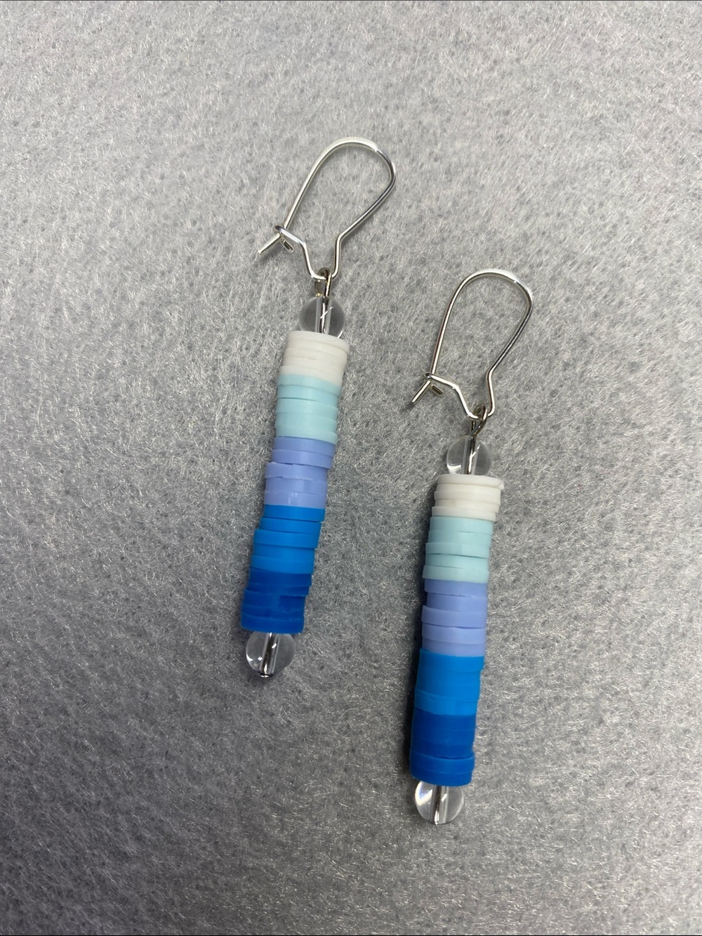 HANDMADE Blue Gradient Disc Drop Women's Earrings